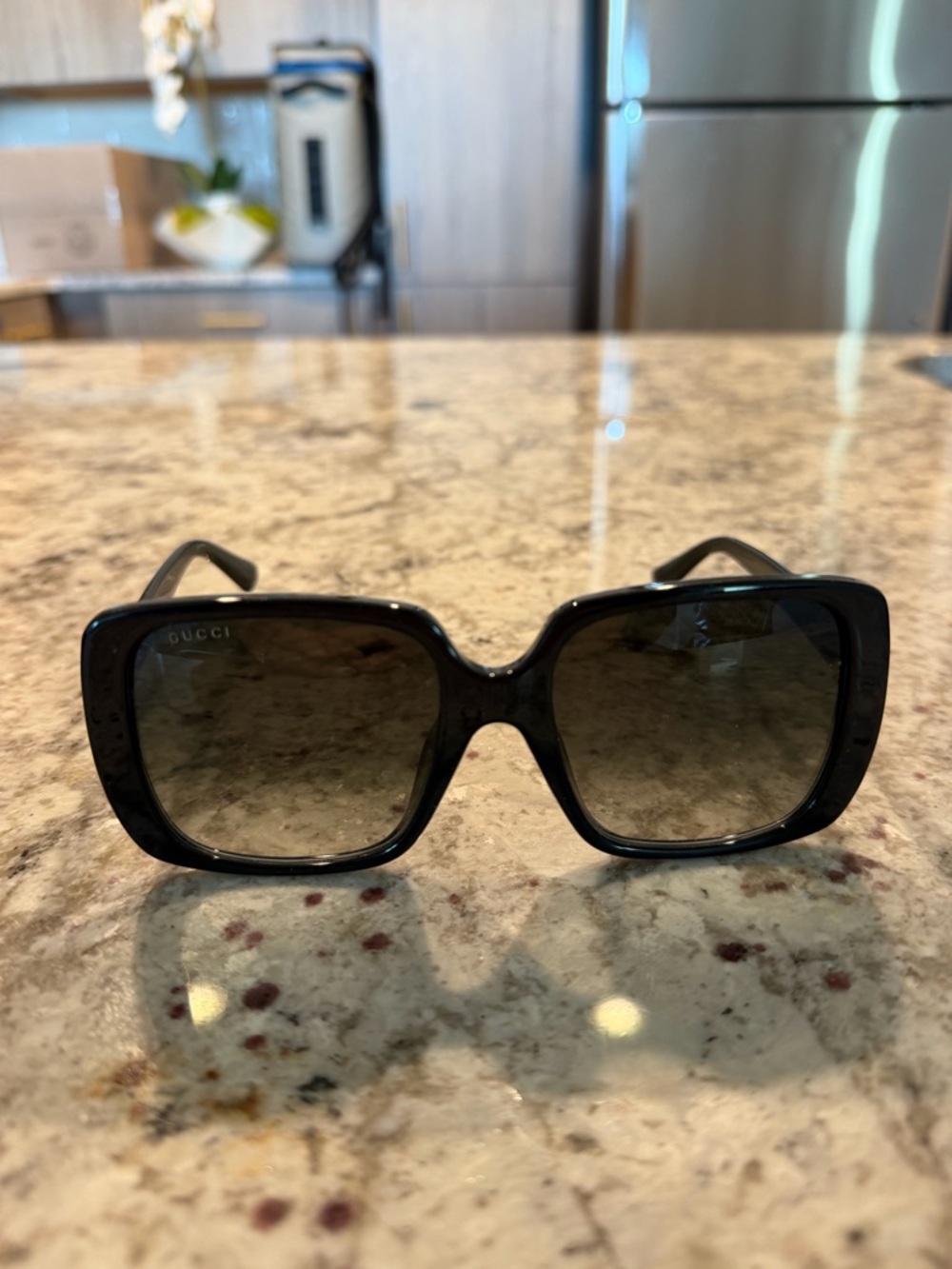 Gucci Black Oversized Square Sunglasses with Gradient Lenses